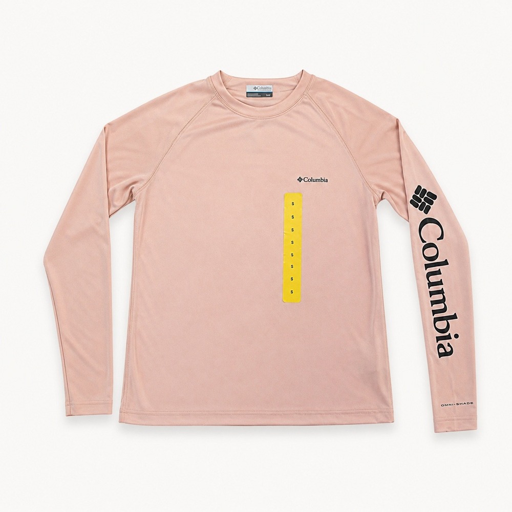 Columbia PFG Tidal Tee II Long Sleeve Shirt Peach Pink Omni-Shade UPF 50 Small